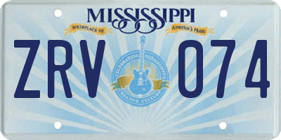 MS license plate ZRV074