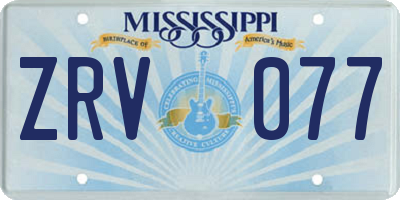 MS license plate ZRV077