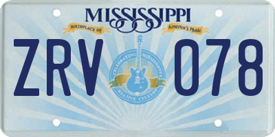 MS license plate ZRV078