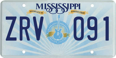 MS license plate ZRV091