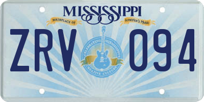 MS license plate ZRV094