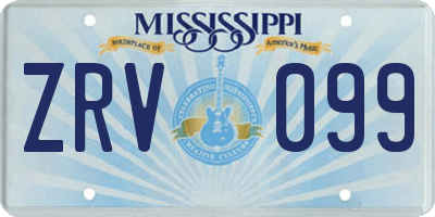 MS license plate ZRV099