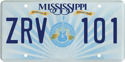 MS license plate ZRV101