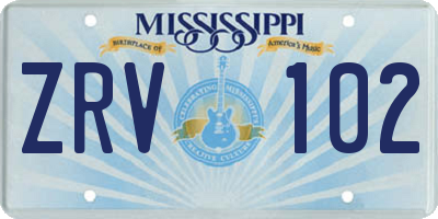 MS license plate ZRV102