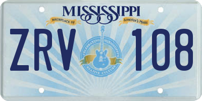 MS license plate ZRV108