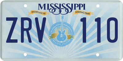 MS license plate ZRV110