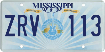 MS license plate ZRV113