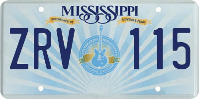 MS license plate ZRV115