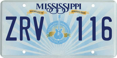 MS license plate ZRV116