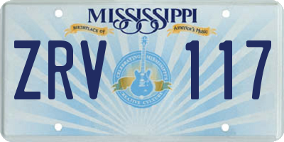 MS license plate ZRV117
