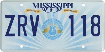 MS license plate ZRV118