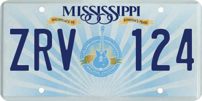 MS license plate ZRV124