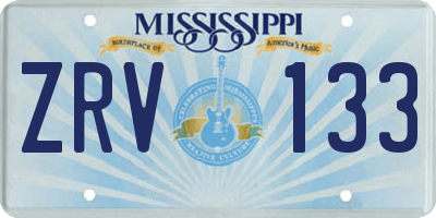 MS license plate ZRV133