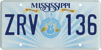 MS license plate ZRV136