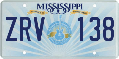 MS license plate ZRV138