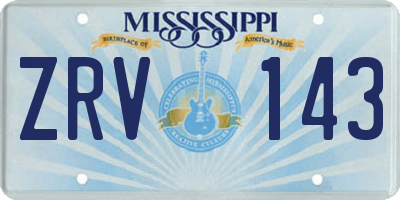 MS license plate ZRV143