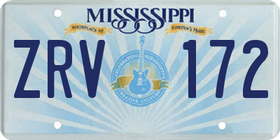 MS license plate ZRV172