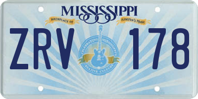 MS license plate ZRV178