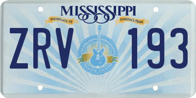 MS license plate ZRV193