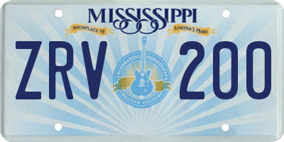 MS license plate ZRV200