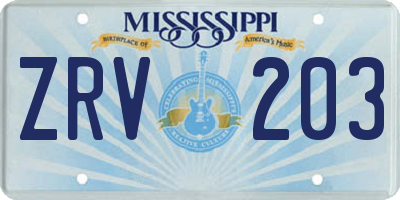 MS license plate ZRV203