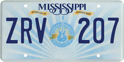 MS license plate ZRV207