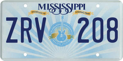 MS license plate ZRV208