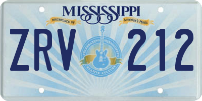 MS license plate ZRV212
