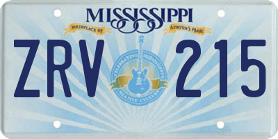MS license plate ZRV215