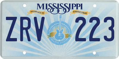 MS license plate ZRV223
