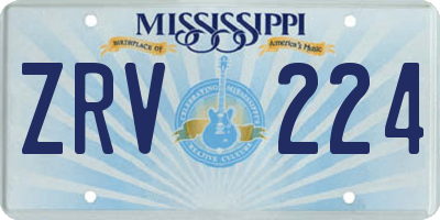 MS license plate ZRV224