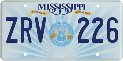 MS license plate ZRV226