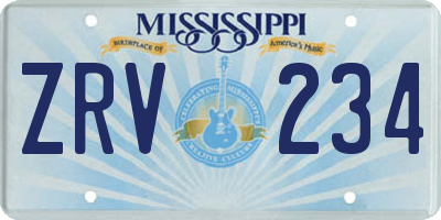 MS license plate ZRV234