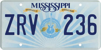 MS license plate ZRV236
