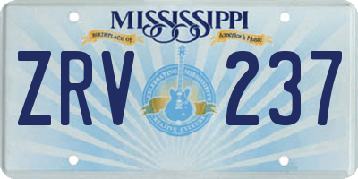 MS license plate ZRV237