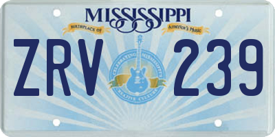 MS license plate ZRV239