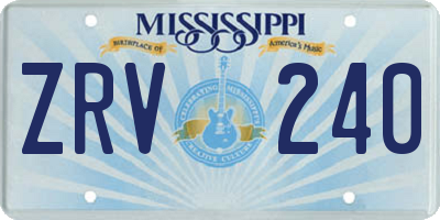 MS license plate ZRV240