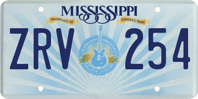 MS license plate ZRV254