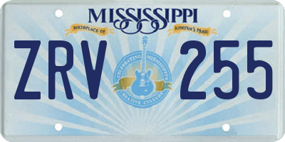 MS license plate ZRV255