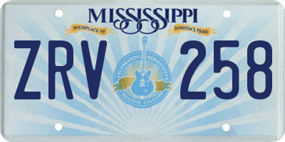 MS license plate ZRV258