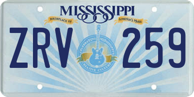 MS license plate ZRV259
