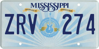 MS license plate ZRV274