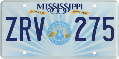 MS license plate ZRV275