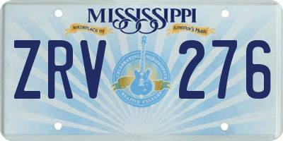MS license plate ZRV276