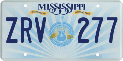 MS license plate ZRV277