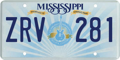 MS license plate ZRV281