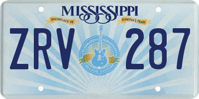 MS license plate ZRV287