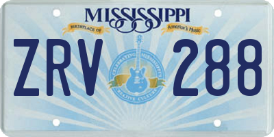 MS license plate ZRV288