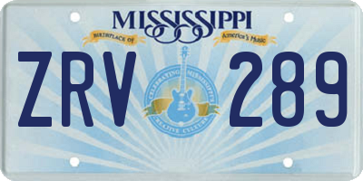 MS license plate ZRV289