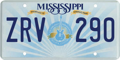 MS license plate ZRV290